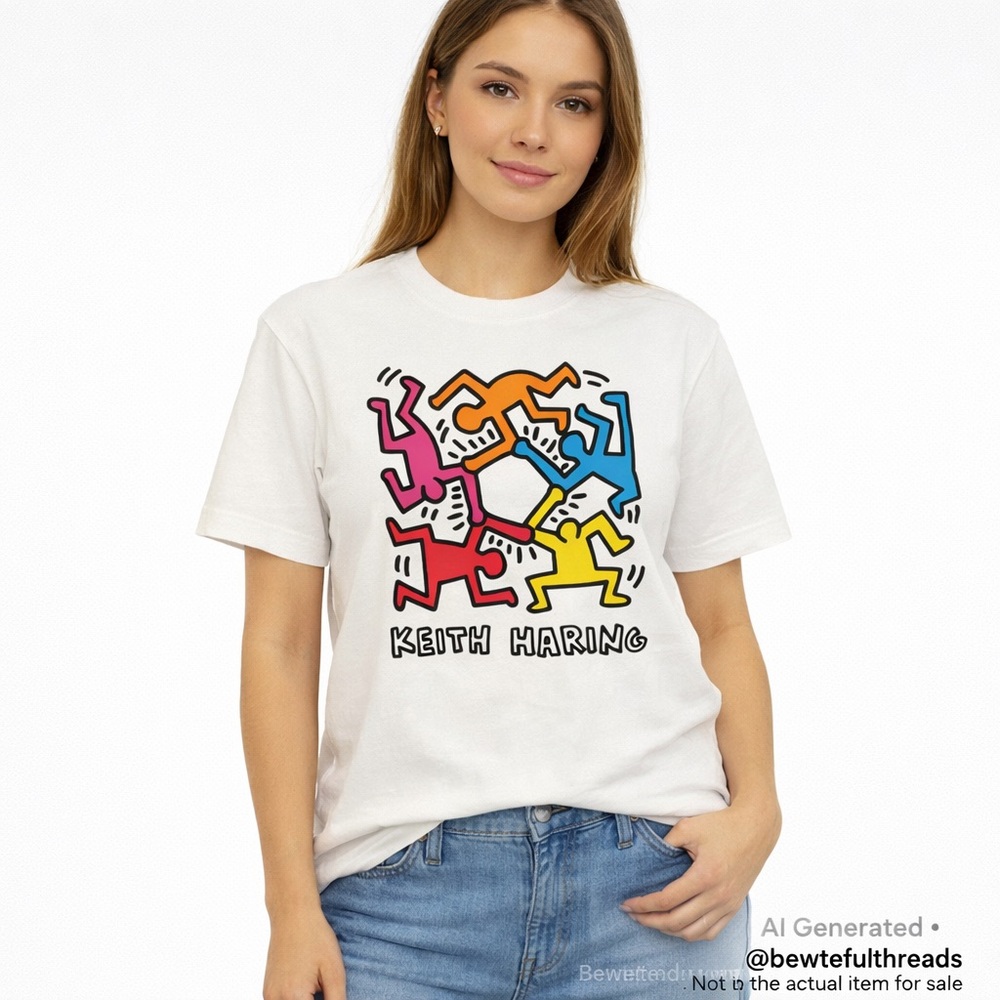 H&M x Keith Haring Relaxed Fit Graphic Tee | Unisex Streetwear White S